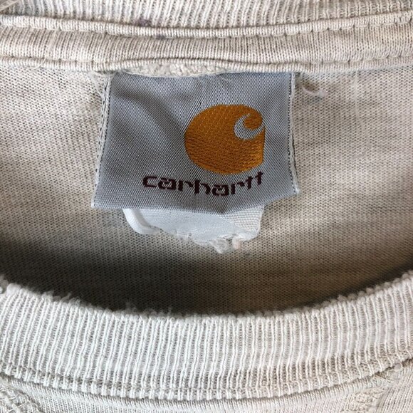 Vintage Carhartt Shirt Mens Size Large Embroidered Logo Oatmeal Beige Workwear - Picture 3 of 6